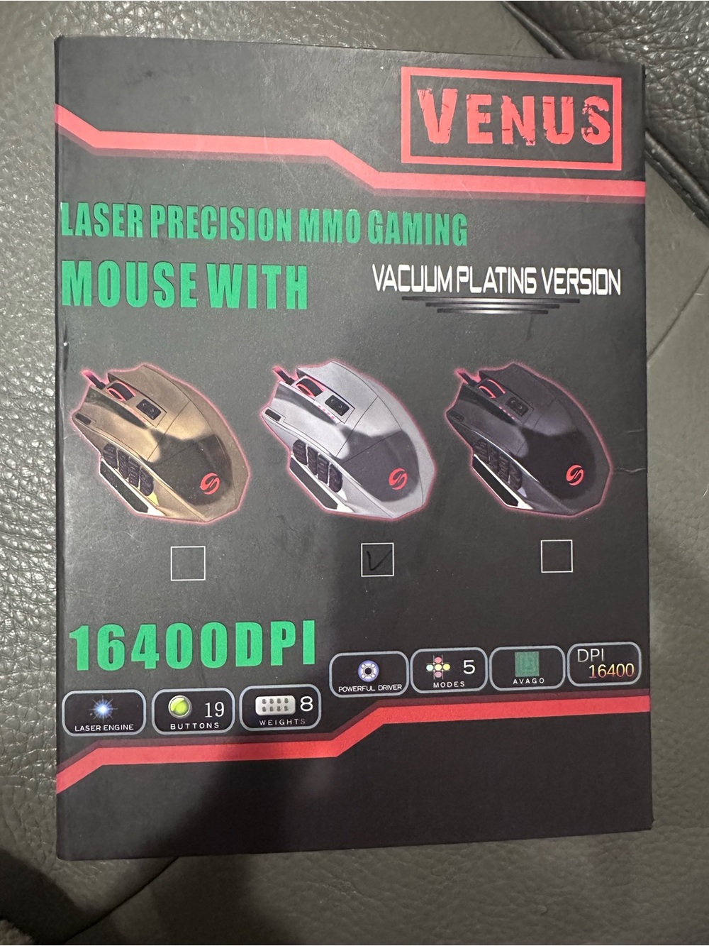 VENUS Vacuum-Plating Gaming Mouse in Black and Gold Accents